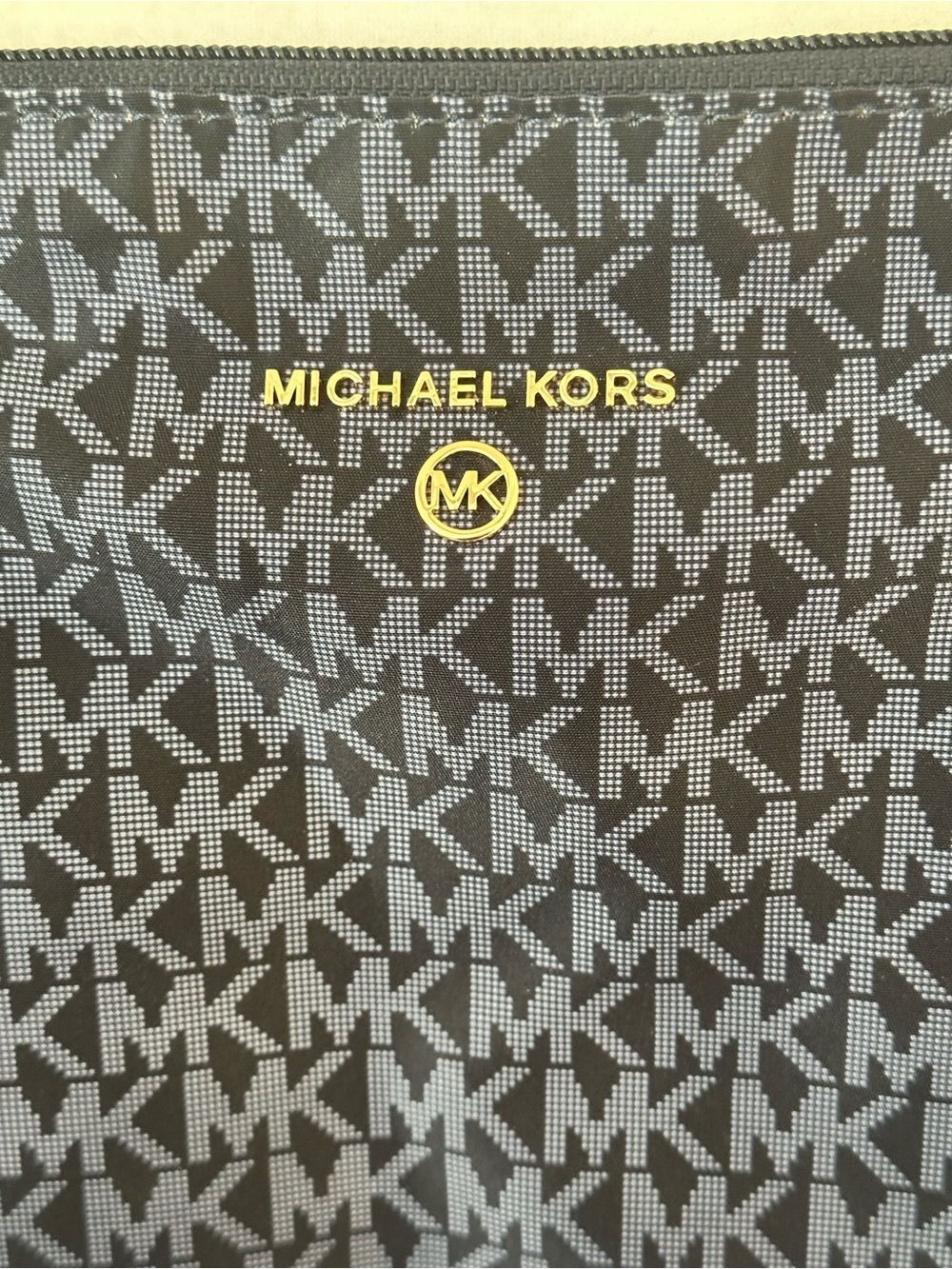 Michael Kors Logo Jet Set Packable Nylon Navy and Black Signature MK Tote - Picture 2 of 6